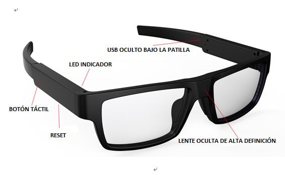 YANGMAN Gafas Inteligentes, Gafas para Cámara, Mini Gafas Espía