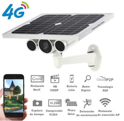CÁMARA VÍDEO VIGILANCIA CCTV 3G 4G WIFI CON PLACA SOLAR AUTÓNOMA - Espiando